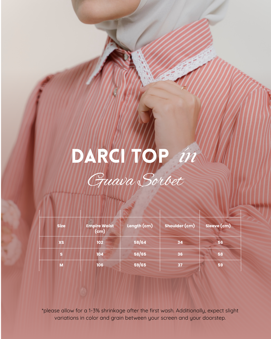 Darci Top in Guava Sorbet Pinstripe