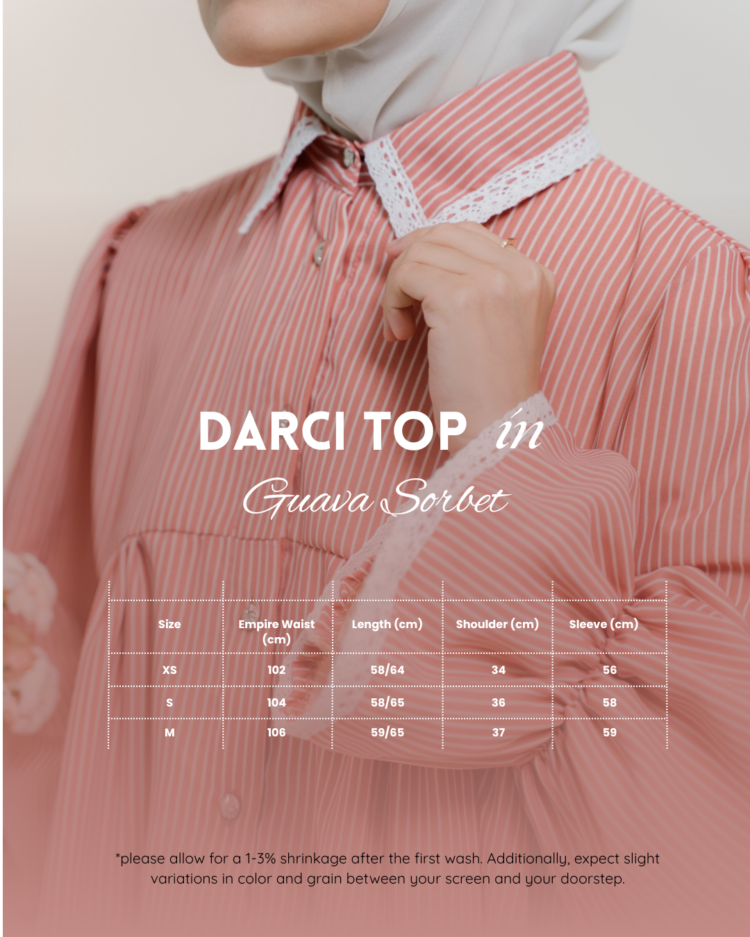 Darci Top in Guava Sorbet Pinstripe