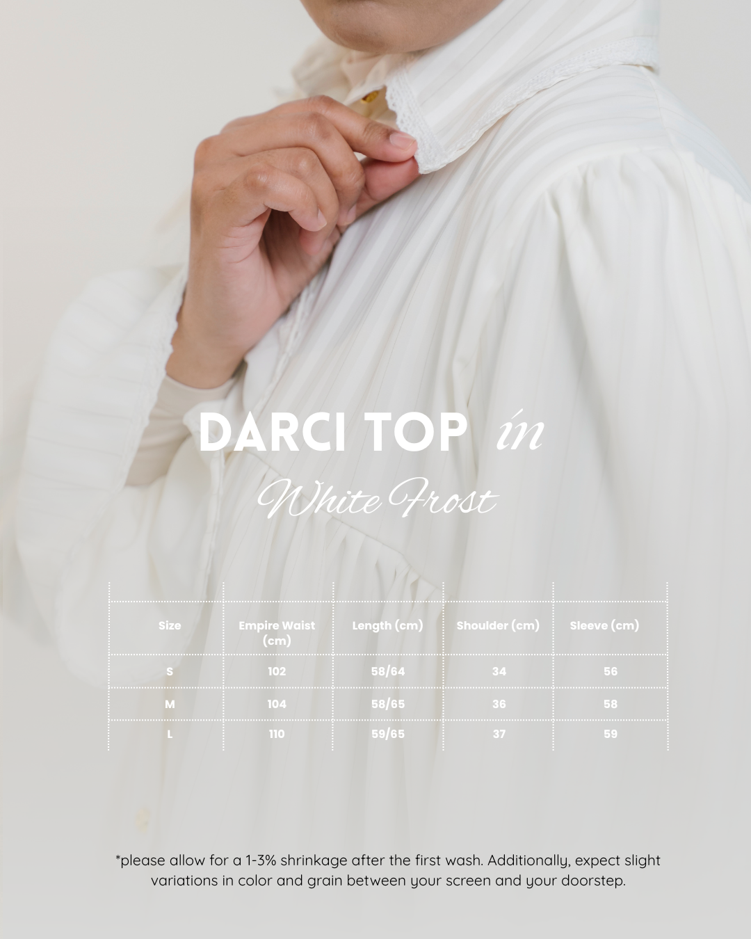 Darci Top in White Frost Pinstripe