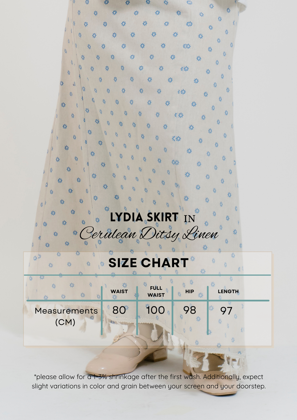 Lydia Skirt in Cerulean Ditsy Linen