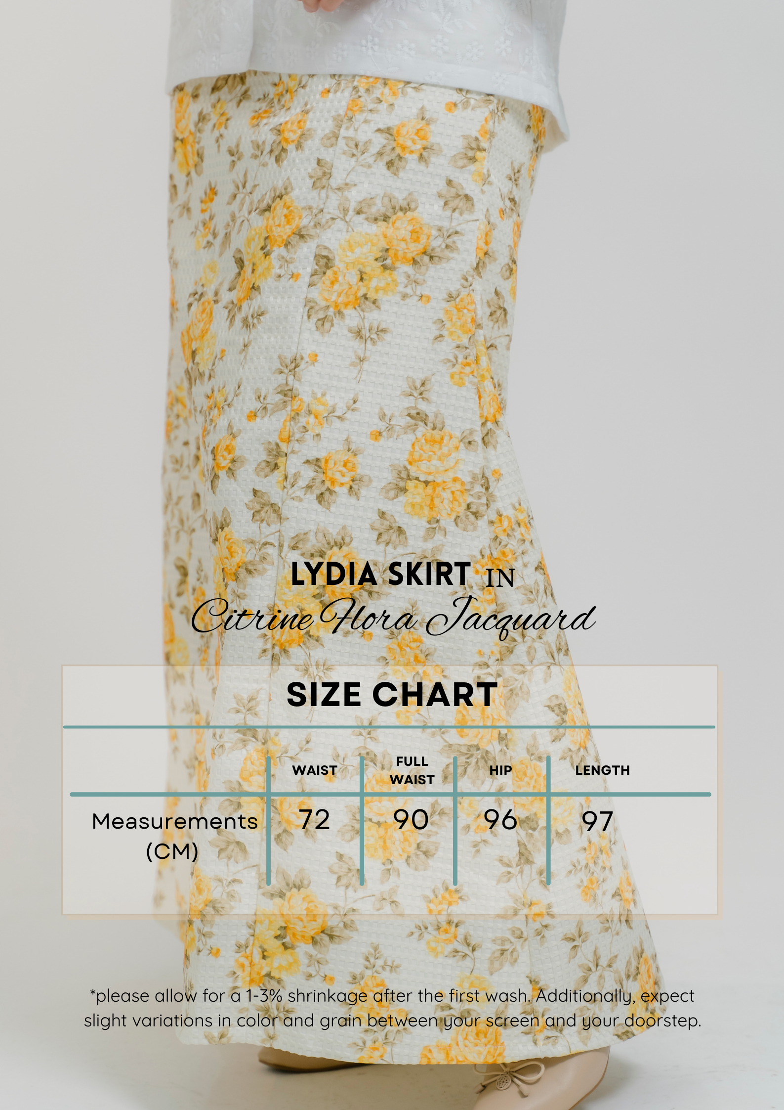 Lydia Skirt in Citrine Flora Jacquard
