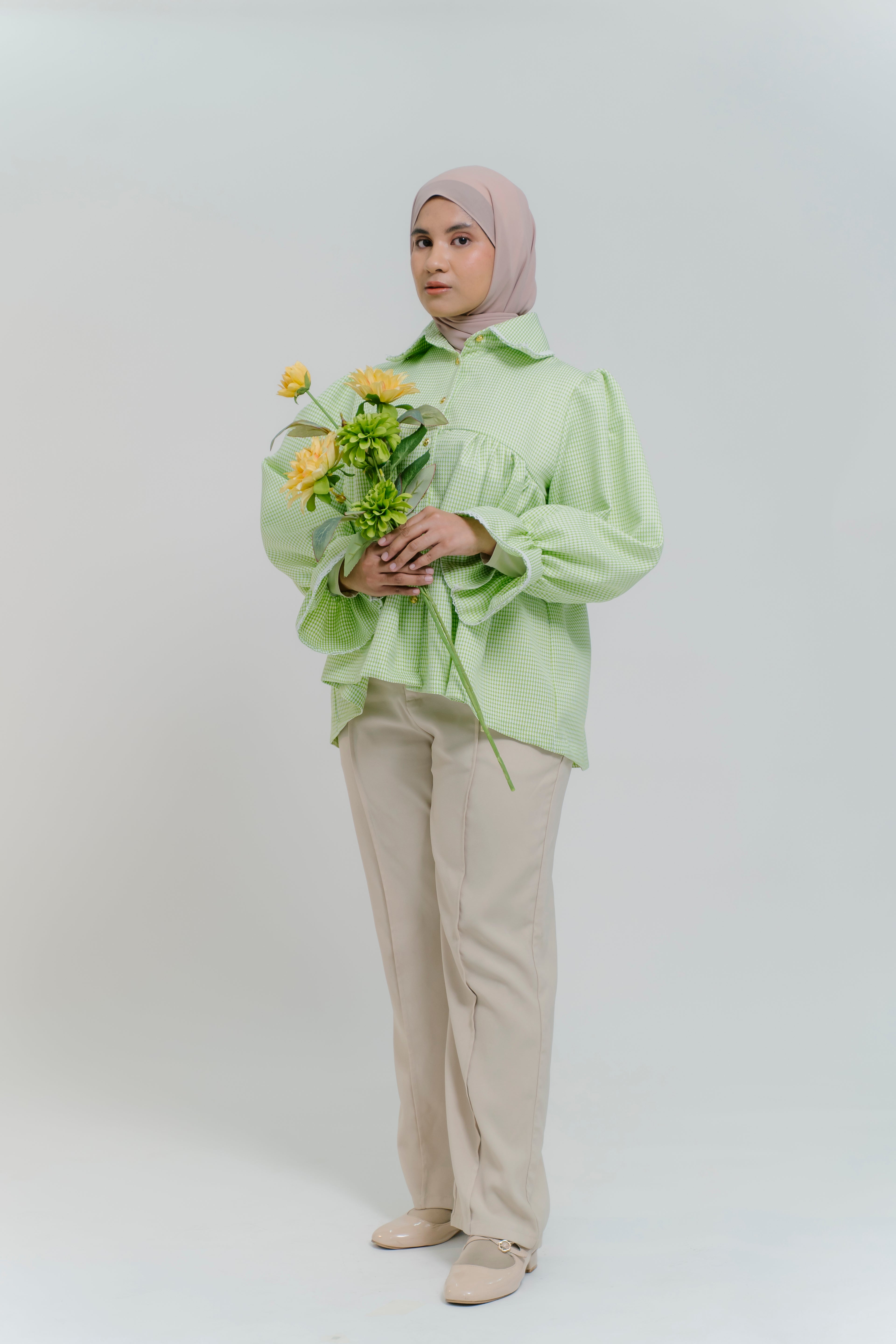 Darci Top in Lime Marl Tweed