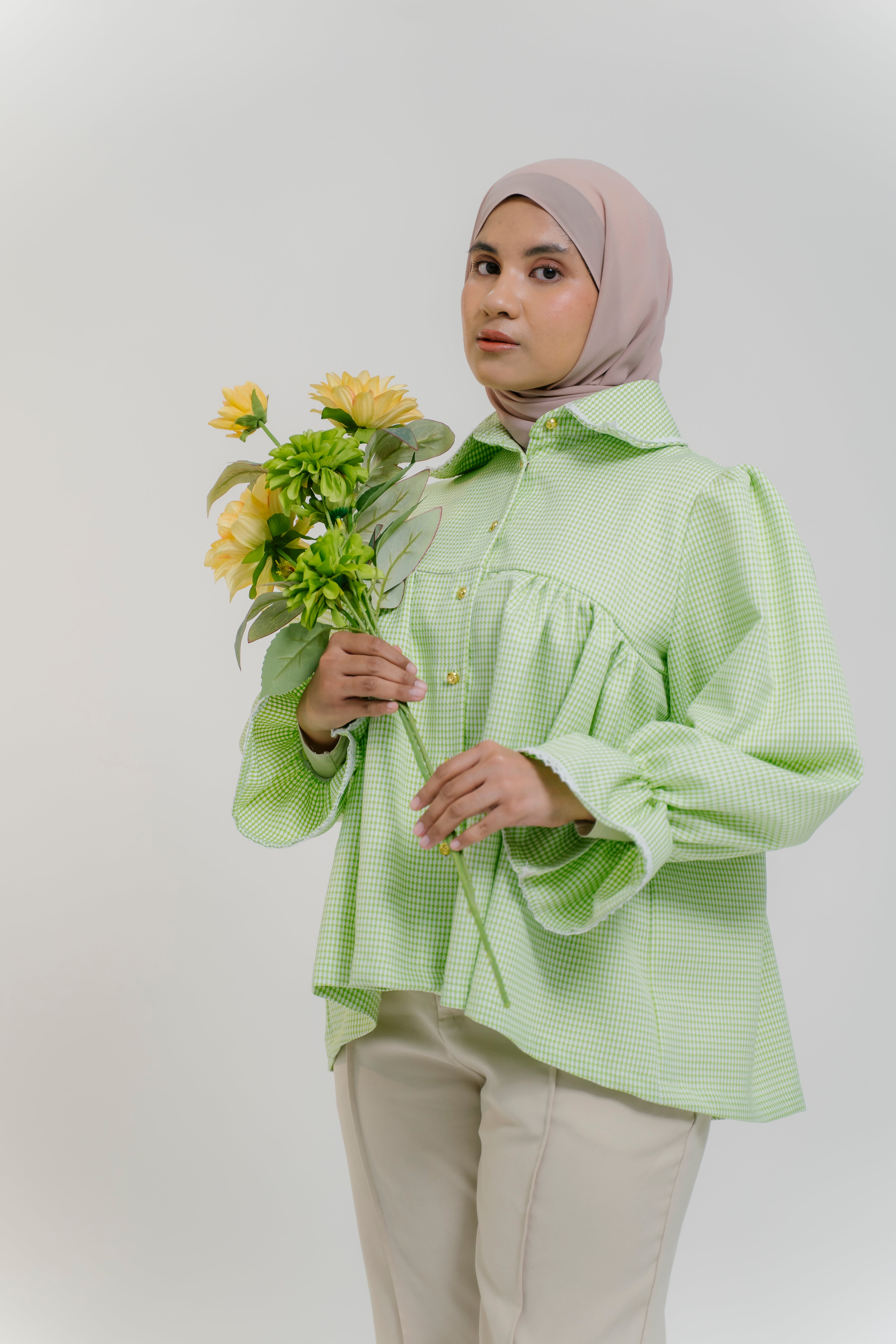 Darci Top in Lime Marl Tweed