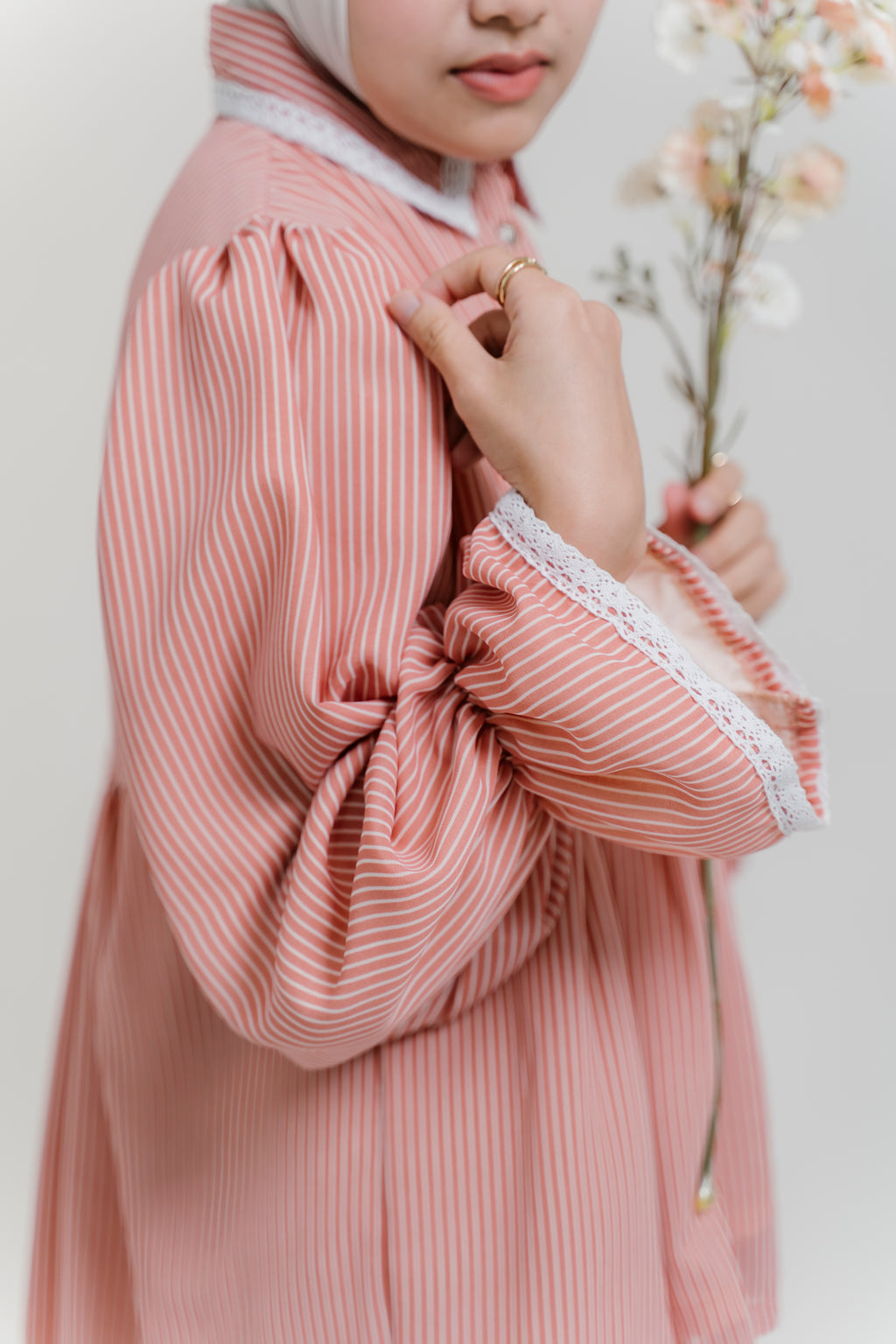 Darci Top in Guava Sorbet Pinstripe