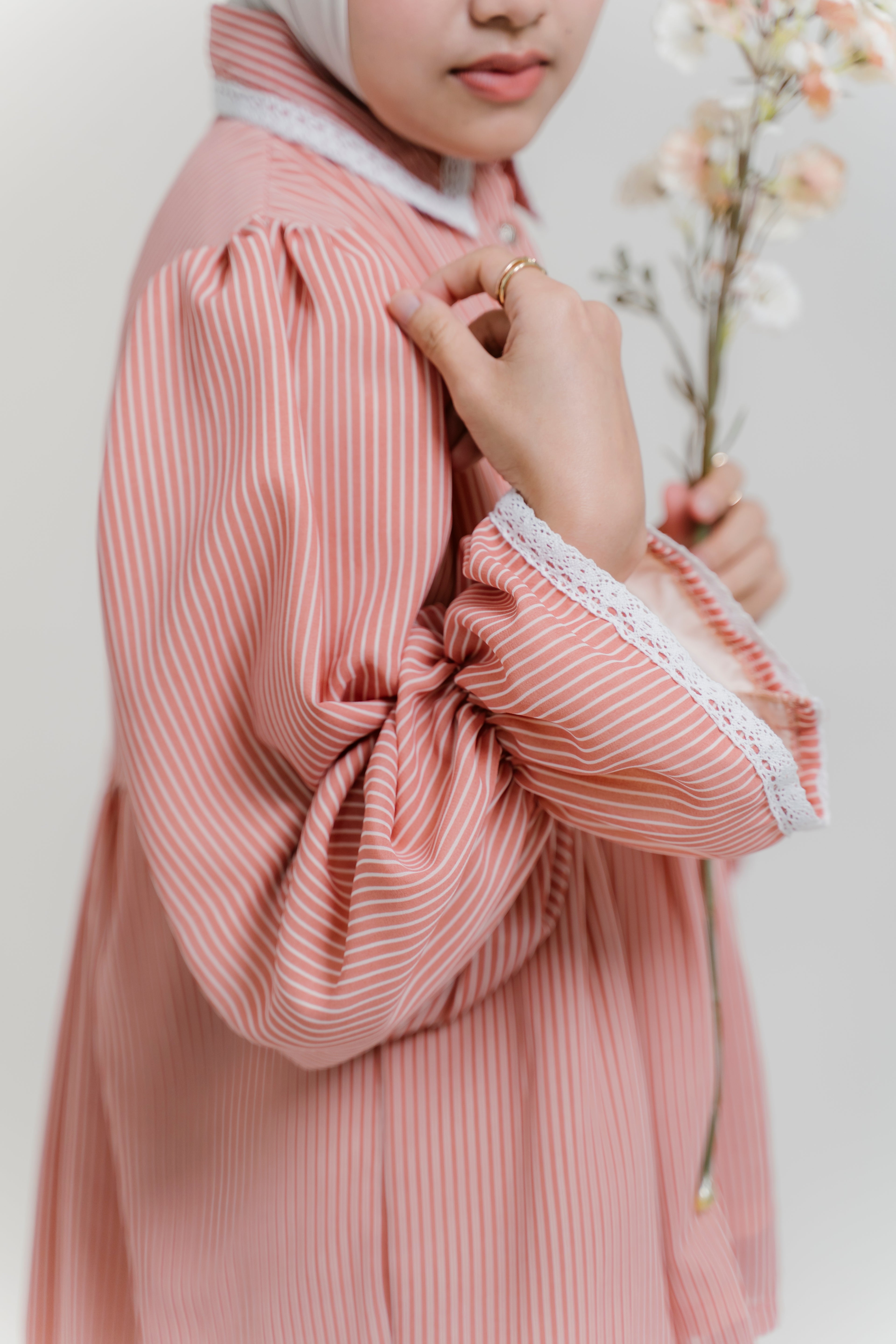 Darci Top in Guava Sorbet Pinstripe