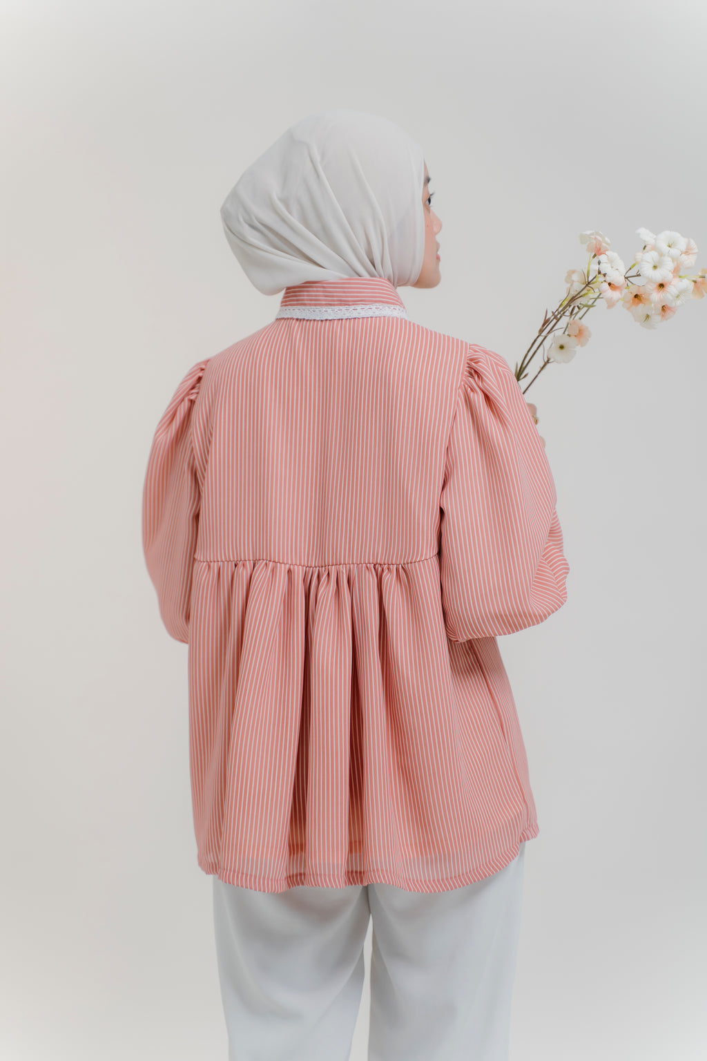 Darci Top in Guava Sorbet Pinstripe