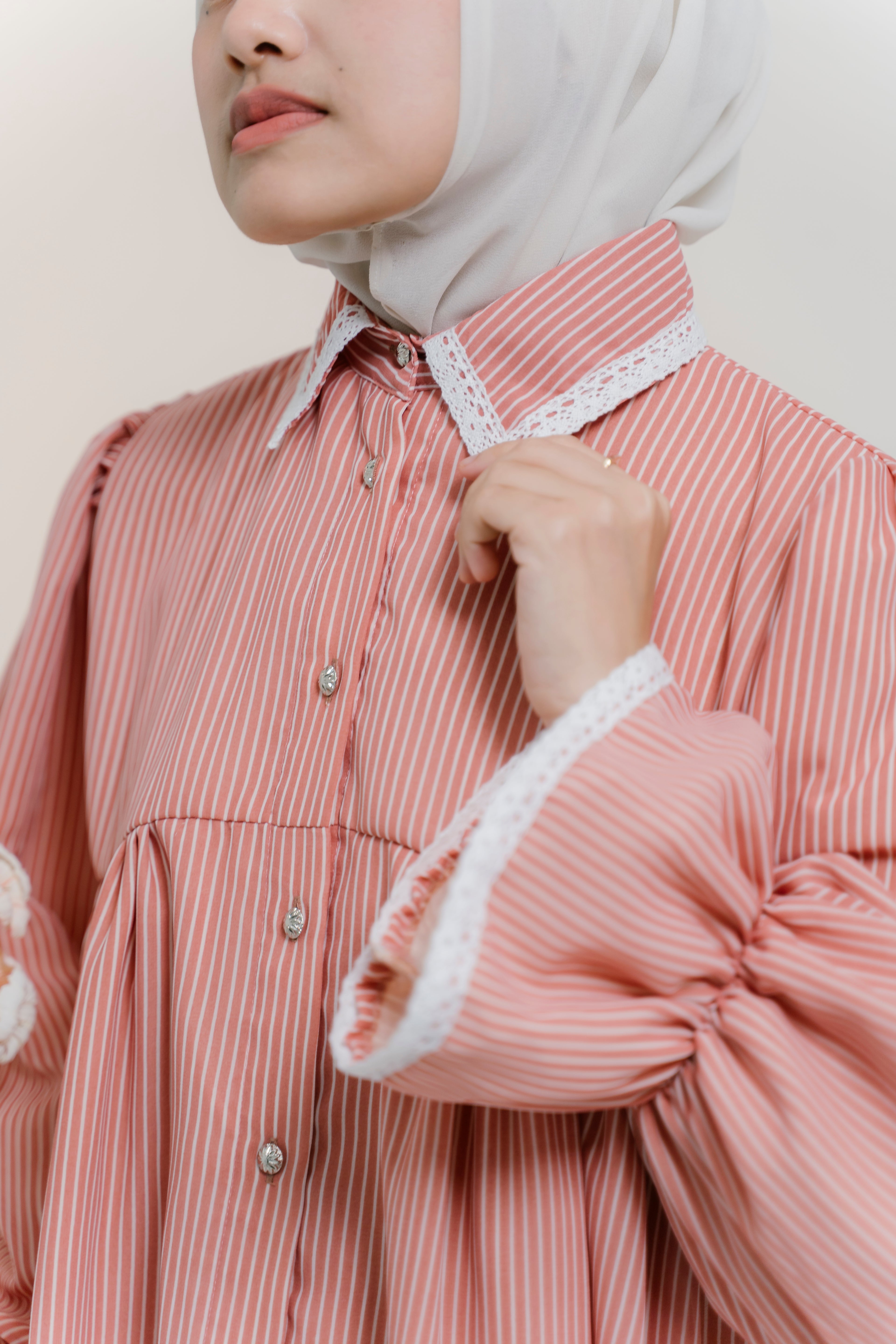Darci Top in Guava Sorbet Pinstripe