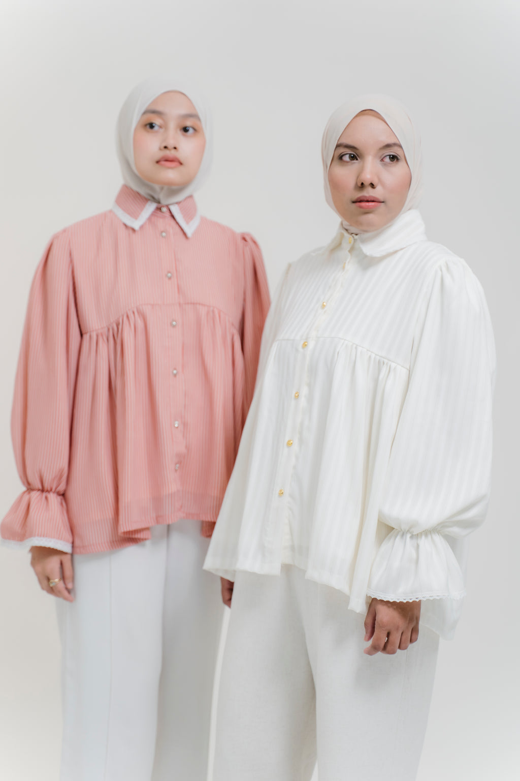 Darci Top in White Frost Pinstripe