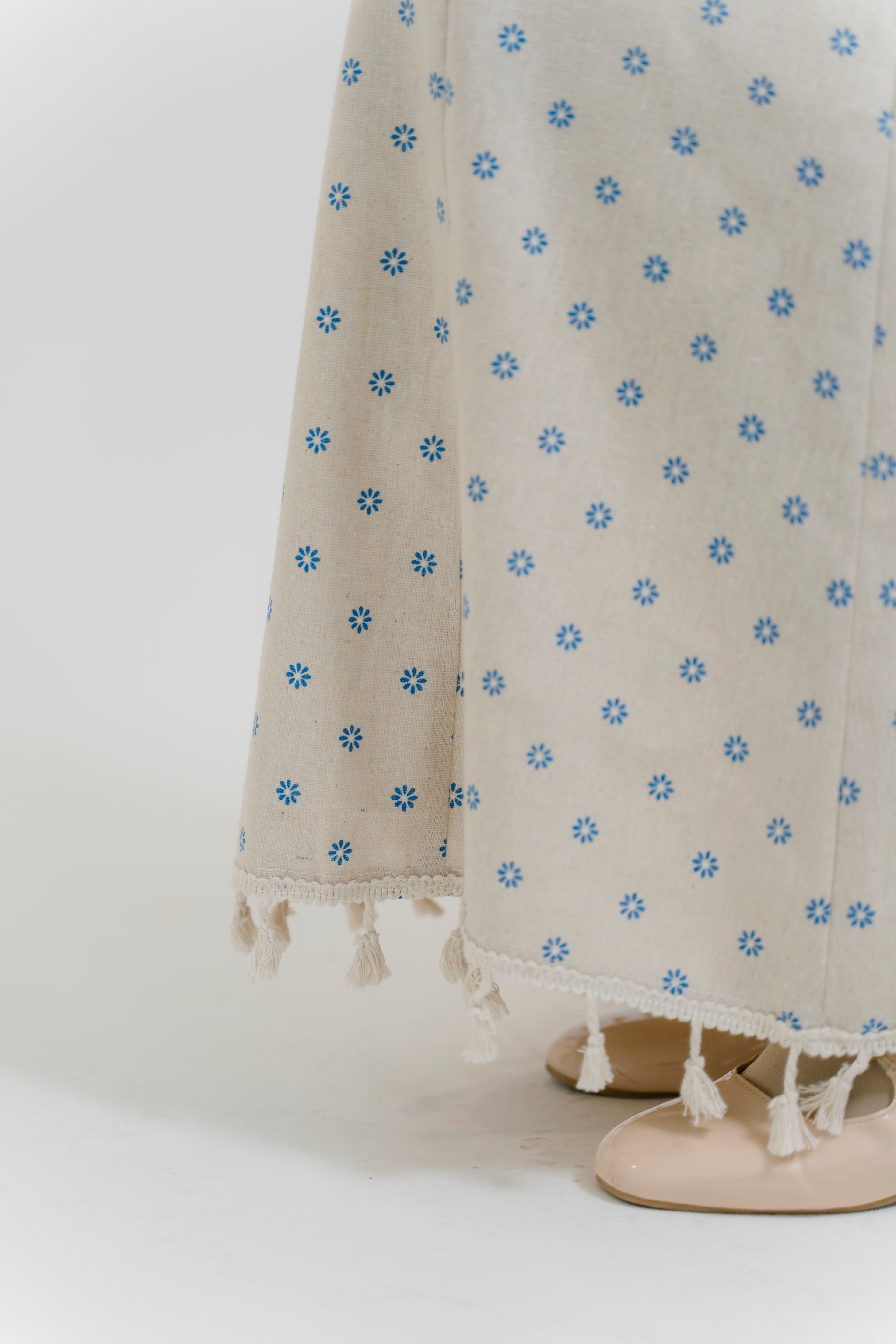 Lydia Skirt in Cerulean Ditsy Linen