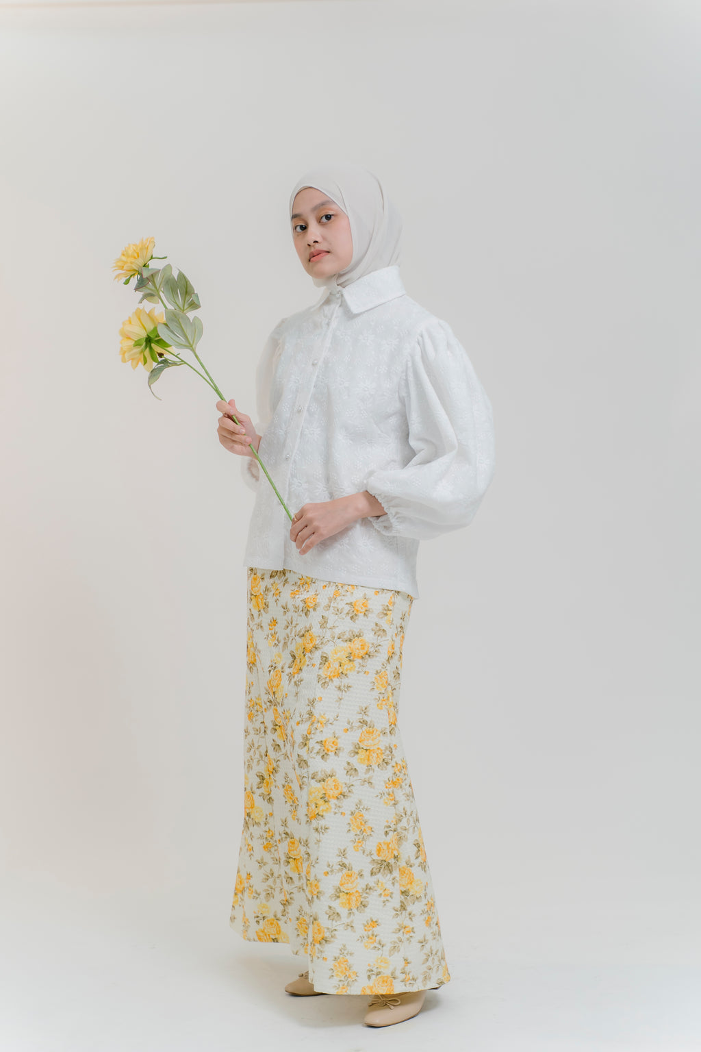 Lydia Skirt in Citrine Flora Jacquard