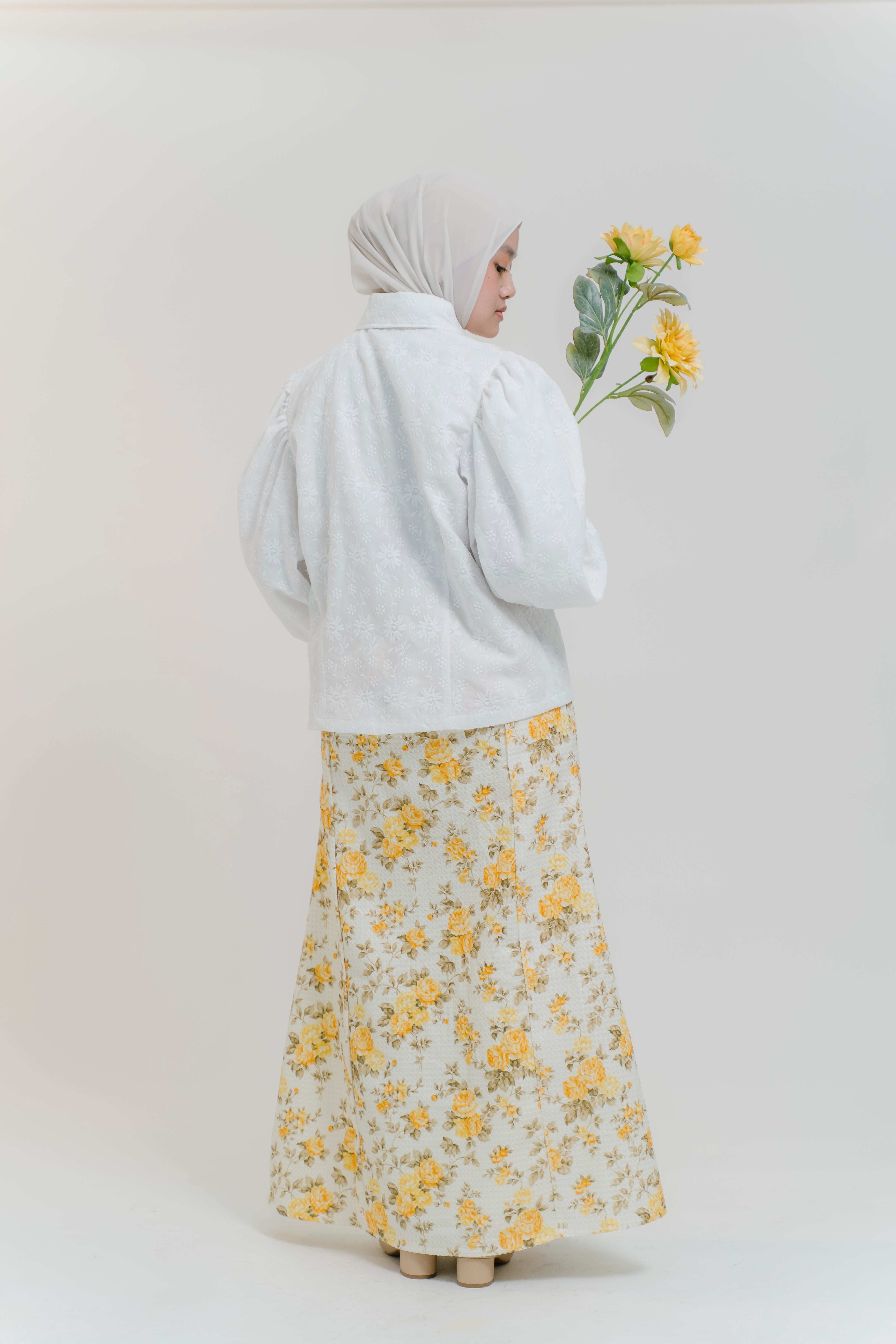 Lydia Skirt in Citrine Flora Jacquard