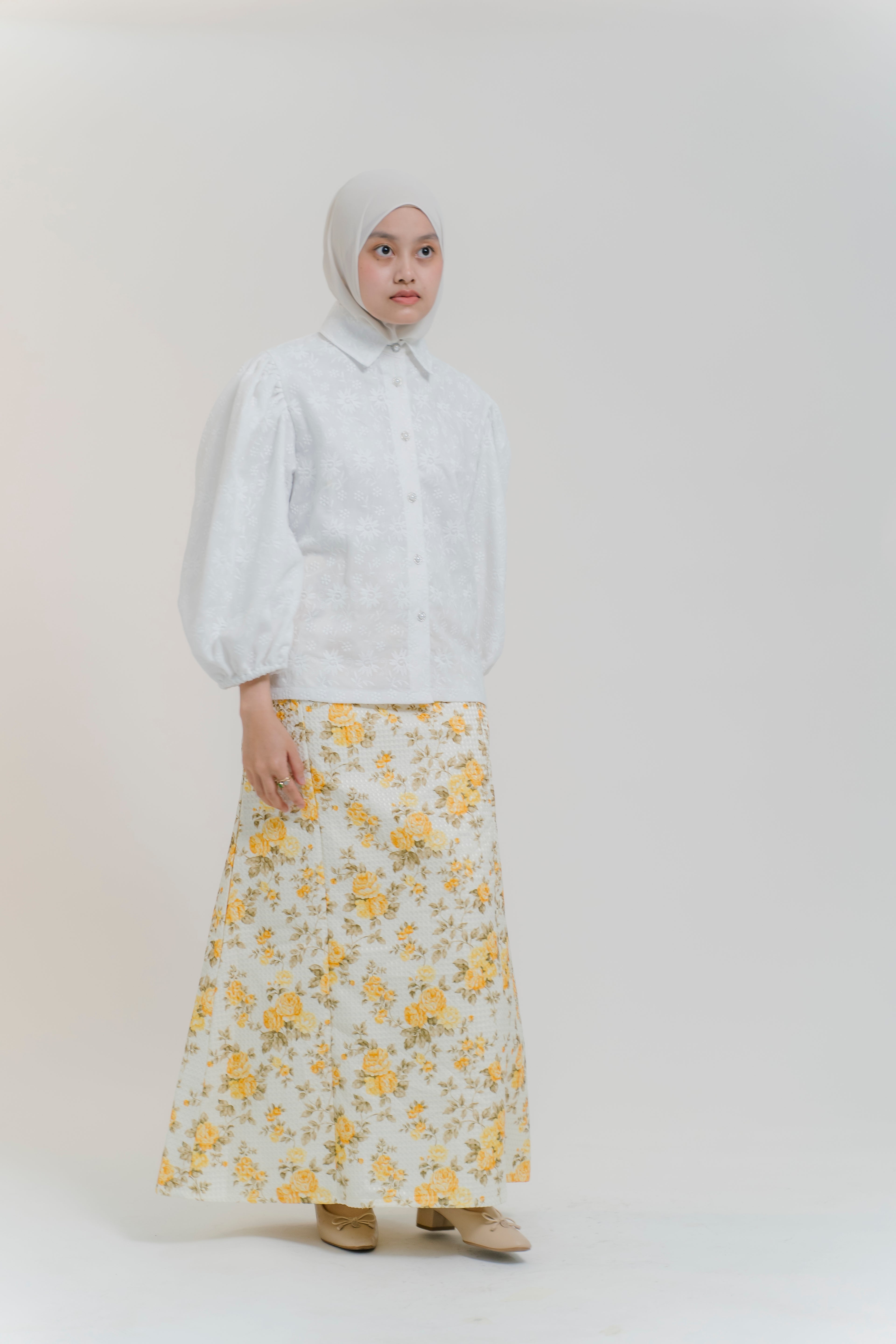 Lydia Skirt in Citrine Flora Jacquard