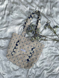 Cerulean Ditsy Linen Tote Bag - Daisies in the Night
