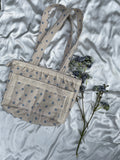 Cerulean Ditsy Linen Tote Bag - The Azure Lace-Front