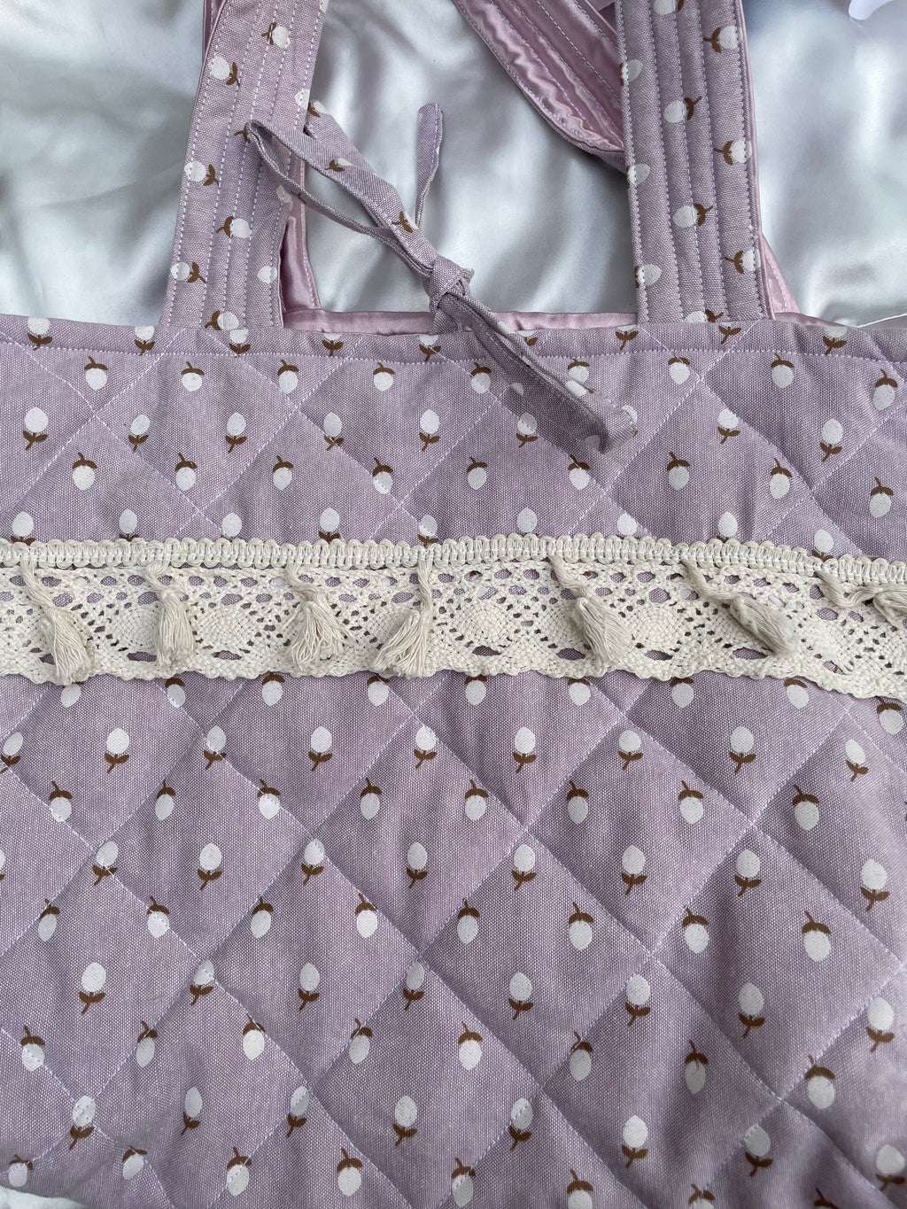 Lavender White Bud Tote Bag