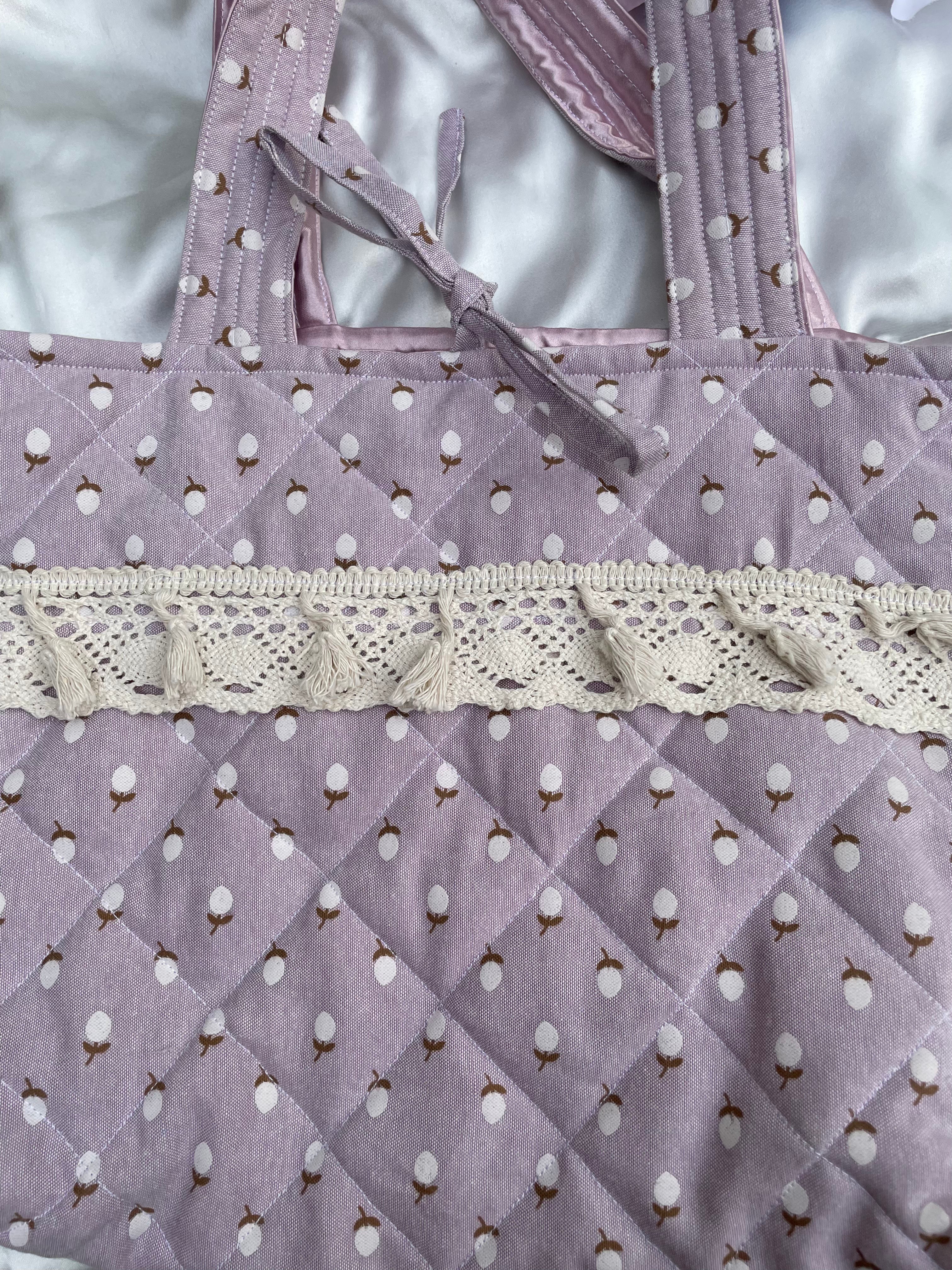Lavender White Bud Tote Bag