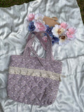 Lavender White Bud Tote Bag