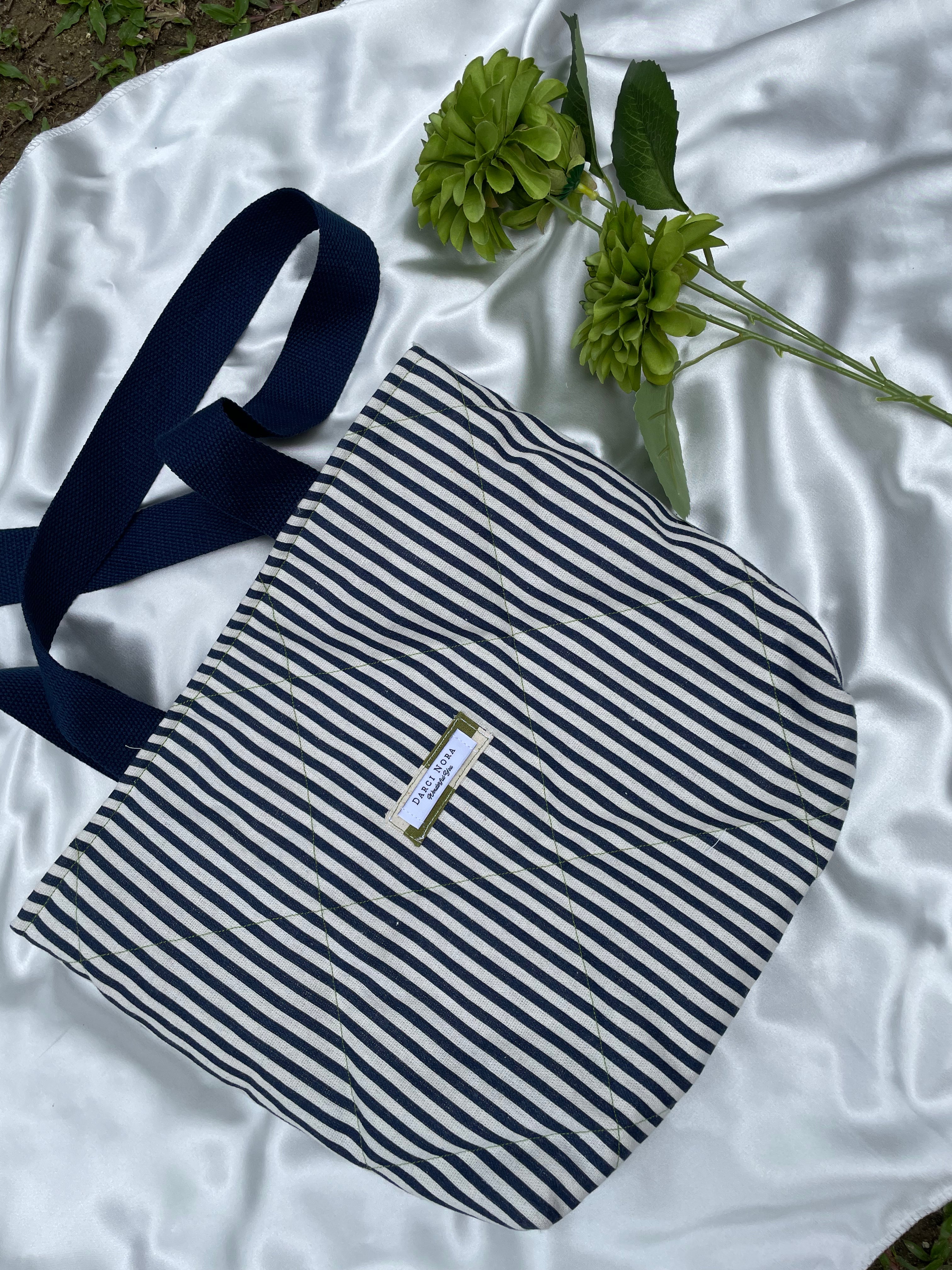 Santorini Stripe Tote Bag - The Checkmate