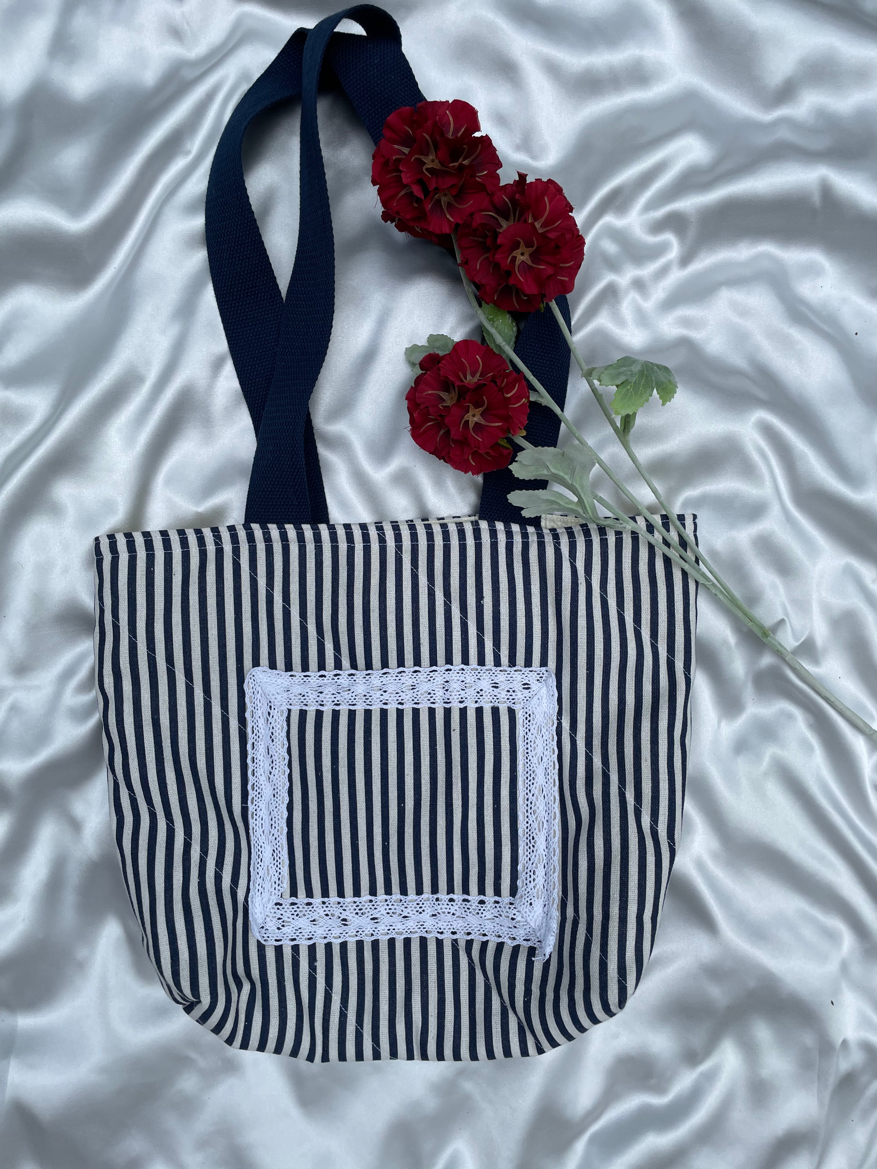 Santorini Stripe Tote Bag - The Meadow
