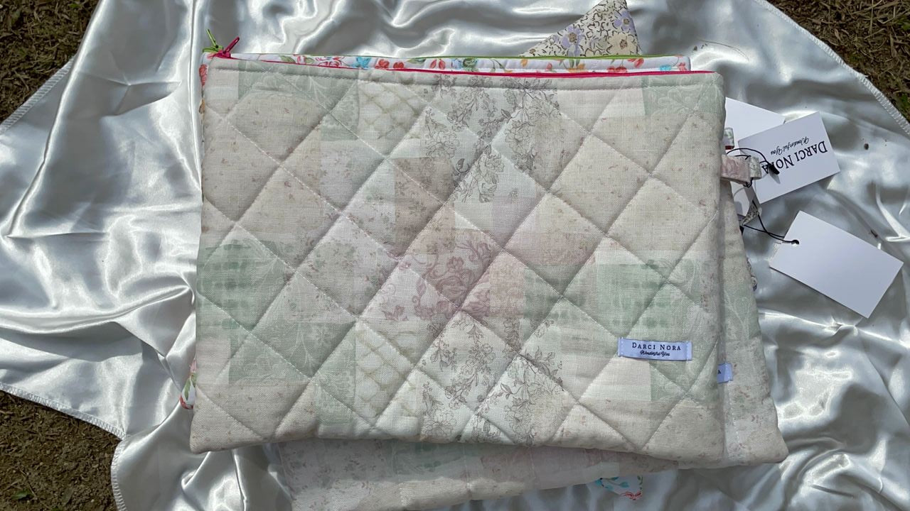Tea-Linen Patchwork Laptop Case - 13 inch