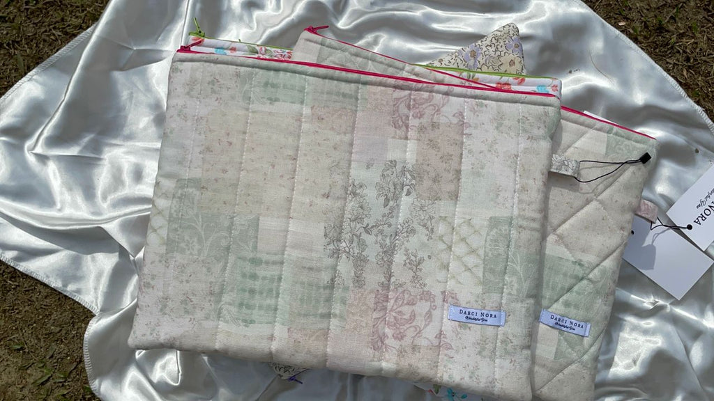 Tea-Linen Patchwork Laptop Case - 13 inch