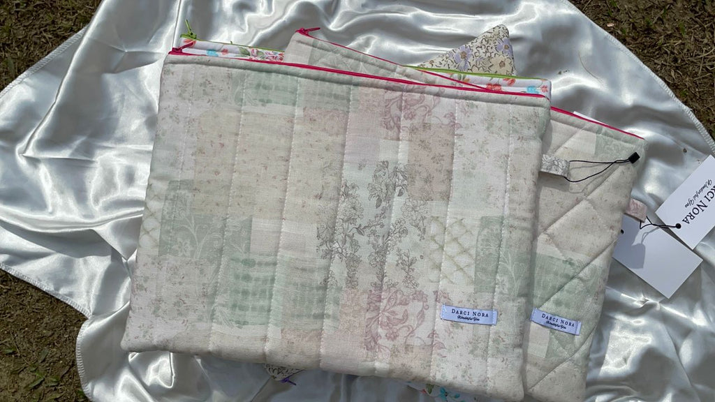 Tea-Linen Patchwork Laptop Case - 13 inch