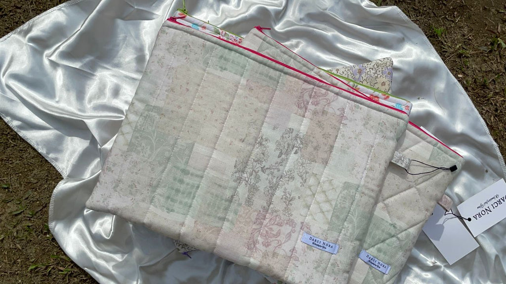 Tea-Linen Patchwork Laptop Case - 13 inch