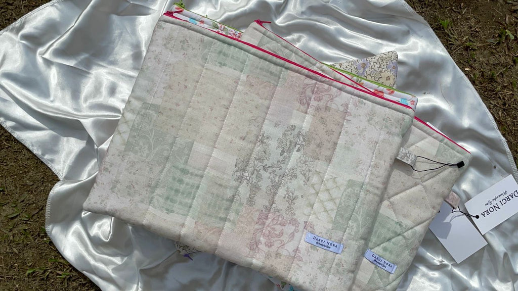 Tea-Linen Patchwork Laptop Case - 13 inch
