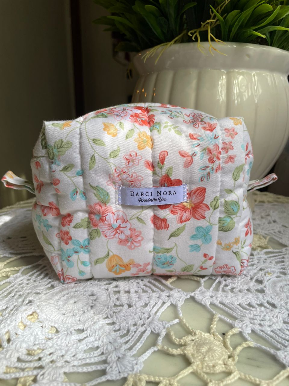 Orange Flowers Small Box Pouch