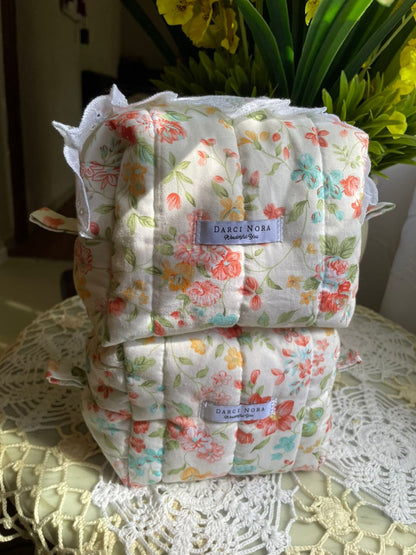 Orange Flowers Small Box Pouch