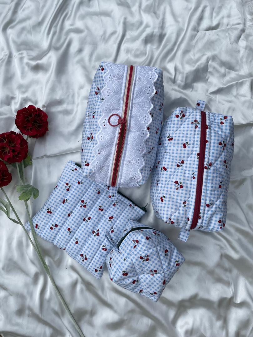 Strawberry Picnic Frilly Medium Box Pouch
