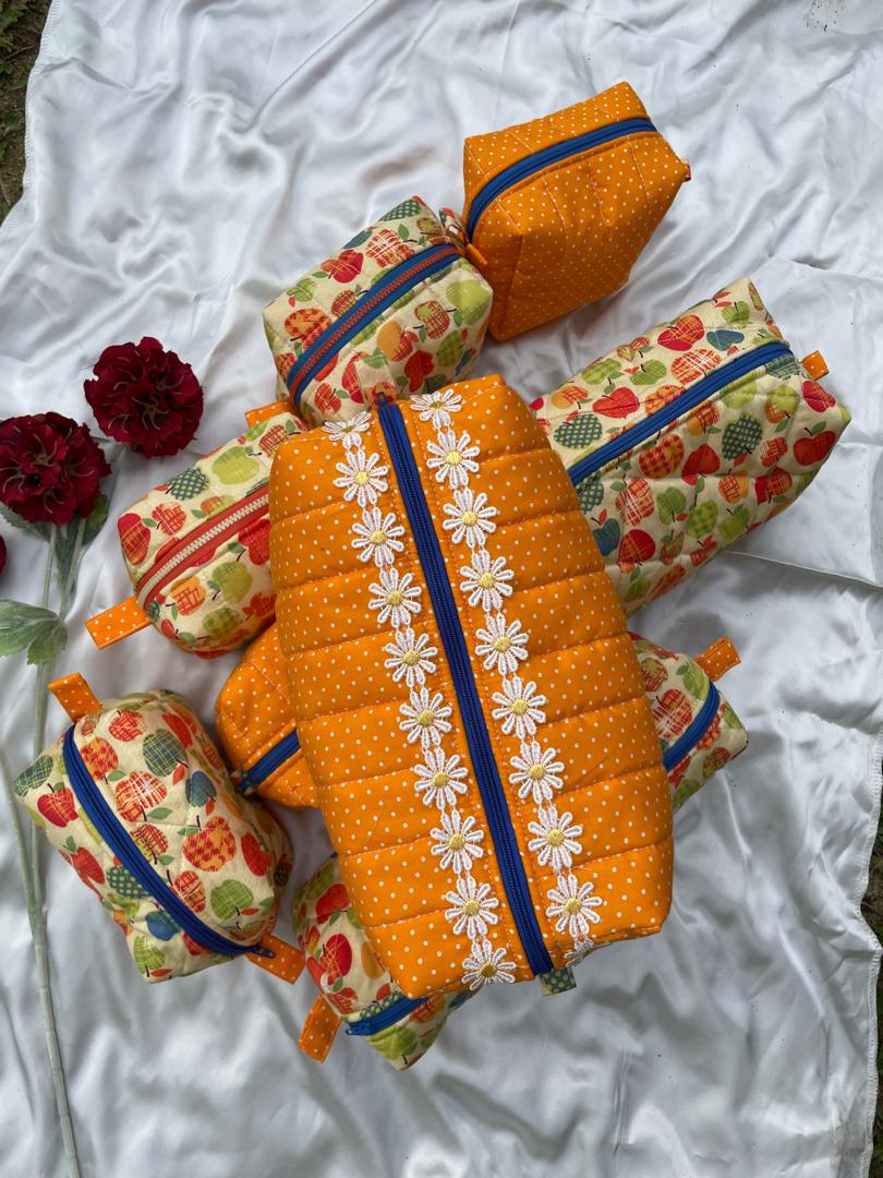 Orange Polka-dot Box Pouch