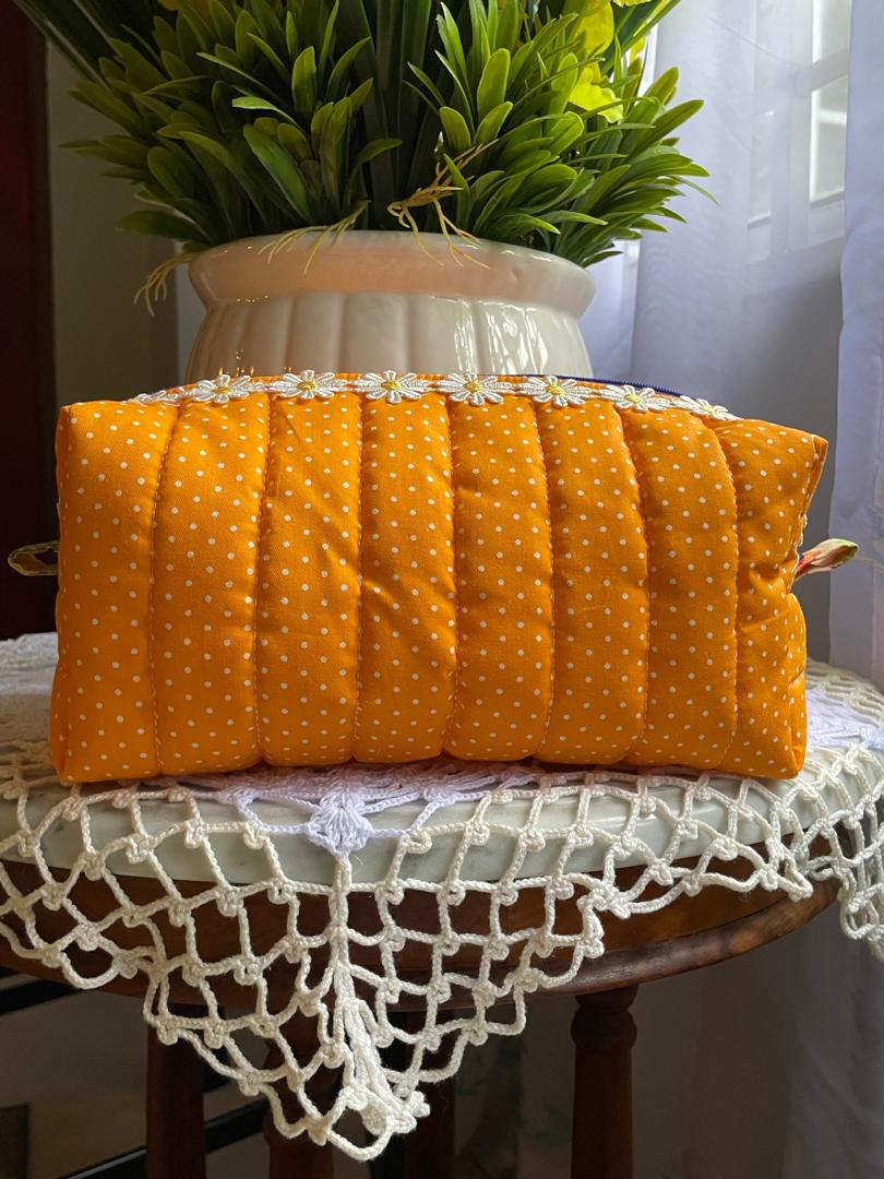 Orange Polka-dot Box Pouch