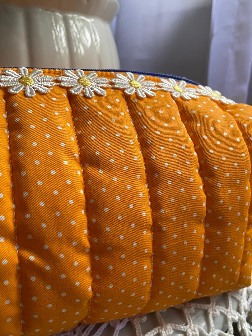 Orange Polka-dot Box Pouch