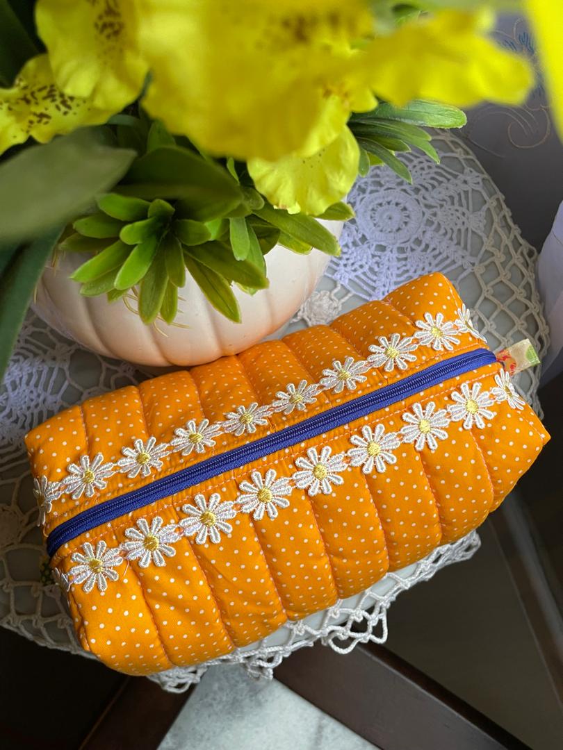Orange Polka-dot Box Pouch