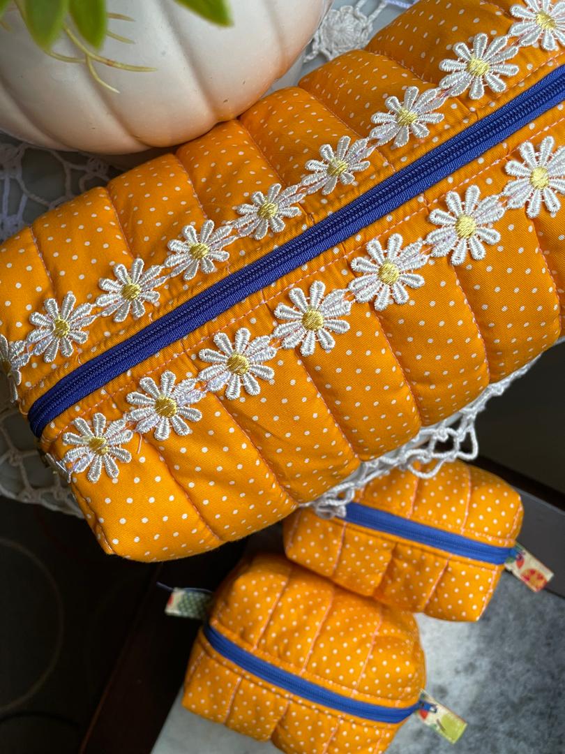 Orange Polka-dot Box Pouch