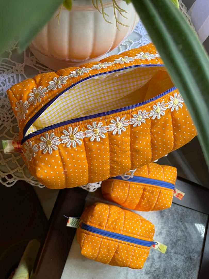 Orange Polka-dot Box Pouch